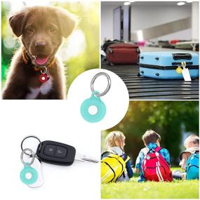 img 2 attached to 🔒 VATI 6 Pack AirTag Cases 2021 - Silicone Tracker Holders with Keychain for Apple AirTag - Protective Covers in Glow Blue, Red, Lilac, Yellow, Marine Green, and Pink