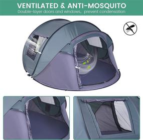 img 2 attached to 🏕️ Lovinouse 2021 Upgraded Pop up Camping Tent: Waterproof, Lightweight Dome Tent for 4-6 People, Ideal for Hiking and Beach Activities with Doors and Windows