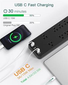 img 2 attached to High-Capacity Power Strip with Surge Protection – 10 💡 Outlets, USB C, Wall Mountable – Home, Office, Dorm Essential