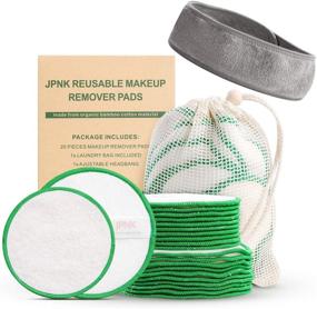 img 4 attached to 🌿 JPNK 20PCS Reusable Organic Bamboo Cotton Makeup Remover Pads with Laundry Bag, Suitable for All Skin Types - Eco-Friendly, Washable Cotton Rounds for Toner, Including Makeup Headband