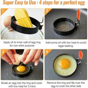 img 2 attached to 🍳 Experience Perfectly Shaped Eggs with the Egg Ring 4-Pack: 2.95 Inch Nonstick Coating, Anti-Scald Handle, and Bonus Oil Brush - Ideal Breakfast Tool for Frying/Shaping
