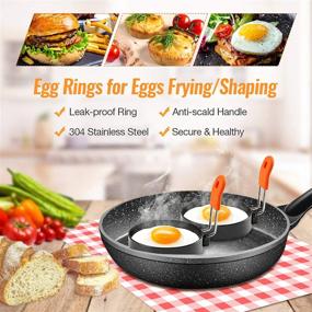 img 1 attached to 🍳 Experience Perfectly Shaped Eggs with the Egg Ring 4-Pack: 2.95 Inch Nonstick Coating, Anti-Scald Handle, and Bonus Oil Brush - Ideal Breakfast Tool for Frying/Shaping