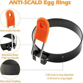img 3 attached to 🍳 Experience Perfectly Shaped Eggs with the Egg Ring 4-Pack: 2.95 Inch Nonstick Coating, Anti-Scald Handle, and Bonus Oil Brush - Ideal Breakfast Tool for Frying/Shaping