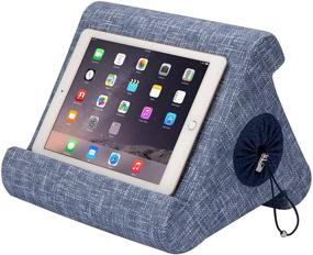 img 4 attached to 🔵 Синяя подставка для iPad планшета с встроенным отделением для хранения и многоугольным видом. Идеально подходит для дома, работы и путешествий. Держите ваши личные вещи в порядке с нашим держателем для iPad и планшетов.