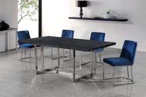 img 1 attached to 🪑 Коллекция мебели Meridian Furniture Heidi: 2 современных стула для обеденного стола из бархата темно-синего цвета с хромированным каркасом