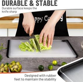 img 3 attached to Kikcoin Plastic Cutting Boards Set: 3 Large Chopping Boards with Juice Groove and Silicon Handle - Ideal Kitchen Cutting Board Trio