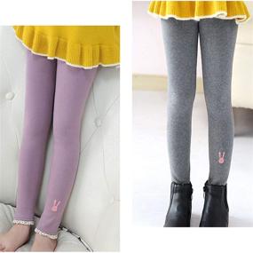 img 1 attached to Tengo Leggings Thermal Embroidery LightGrey Girls' Clothing for Leggings