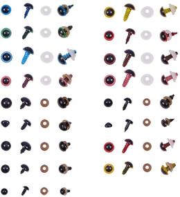img 1 attached to 🐻 PH PandaHall 360 шт. безопасных глаз и 50 шт. черных безопасных носов: набор глаз для рукоделия для медвежат, плюшевых животных и кукол - 8-18 мм, 6 цветов, в комплекте шайбы