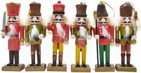 img 4 attached to 🎅 Anlydia 5pcs Wooden Nutcracker Ornament Set: Handpainted Assorted Set of 5” Tall Christmas Home Ornaments