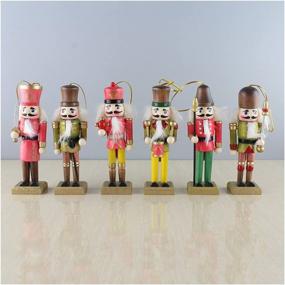 img 3 attached to 🎅 Anlydia 5pcs Wooden Nutcracker Ornament Set: Handpainted Assorted Set of 5” Tall Christmas Home Ornaments