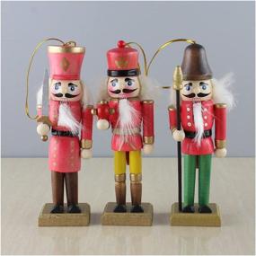 img 1 attached to 🎅 Anlydia 5pcs Wooden Nutcracker Ornament Set: Handpainted Assorted Set of 5” Tall Christmas Home Ornaments