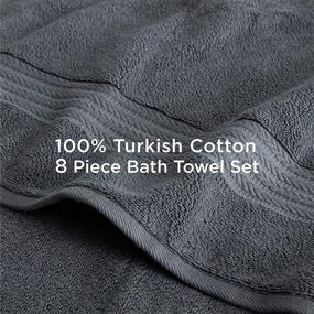 img 2 attached to 🏨 Luxury Grey Cotton Bath Towel Set - Quick Dry 600 GSM Turkish Towels - Hotel Collections Soft Absorbent Towels for Bathroom - 2 Bath Sheets, 2 Hand Towels, 4 Washcloths
