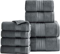 🏨 luxury grey cotton bath towel set - quick dry 600 gsm turkish towels - hotel collections soft absorbent towels for bathroom - 2 bath sheets, 2 hand towels, 4 washcloths logo