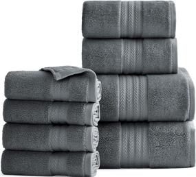 img 4 attached to 🏨 Luxury Grey Cotton Bath Towel Set - Quick Dry 600 GSM Turkish Towels - Hotel Collections Soft Absorbent Towels for Bathroom - 2 Bath Sheets, 2 Hand Towels, 4 Washcloths