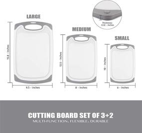 img 3 attached to Fotouzy XL Cutting Board Set of 3 with 2 Clear Plastic Boards – BPA Free, Dishwasher Safe, Thick & Durable, Juice Grooves, Easy Grip Handle, Non-Slip, Non Porous – Ideal for Kitchen (Gray)