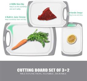 img 2 attached to Fotouzy XL Cutting Board Set of 3 with 2 Clear Plastic Boards – BPA Free, Dishwasher Safe, Thick & Durable, Juice Grooves, Easy Grip Handle, Non-Slip, Non Porous – Ideal for Kitchen (Gray)