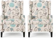 christopher knight home ellyn fabric recliner set (2-pack): light beige with blue floral, dark brown - stylish comfort with dual chairs логотип