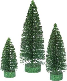 img 2 attached to 🎄 Vickerman 5/7/9 Inch Emerald Glitter Oval Artificial Christmas Tree Set - Unlit Faux Christmas Tree - Seasonal Indoor Home Decor