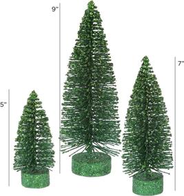 img 1 attached to 🎄 Vickerman 5/7/9 Inch Emerald Glitter Oval Artificial Christmas Tree Set - Unlit Faux Christmas Tree - Seasonal Indoor Home Decor