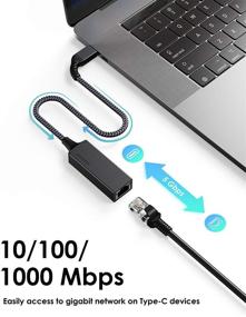img 2 attached to 🔌 Maxonar USB C to Ethernet Adapter - Thunderbolt 3/Type C Gigabit 10/100/1000 Mbps Ethernet LAN Network Adapter for MacBook Pro Air 2020/2019/2018, Dell XPS, iPad Pro