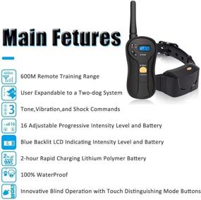 img 3 attached to 🐶 Advanced PATPET Dog Training Collar with Shock & No Shock Options - Remote, Waterproof & Rechargeable - 3 Training Modes - Beep, Vibration - 16 Stimulation Levels - Range up to 1970 Feet - Suitable for Small, Medium & Large Dogs