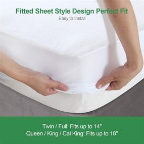 img 2 attached to 🌿 Premium Twin Mattress Protector: Waterproof Bamboo Cover for Skin-Friendly, Breathable & Noiseless Cooling - Fits 14'' Deep Pocket