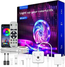 img 4 attached to 🎶 66ft LED Strip Lights - Music Sync Color Changing RGB LED Lights with Smile Face Controller & Remote, Built-in Mic, Bluetooth APP - Rope Lights for Bedroom