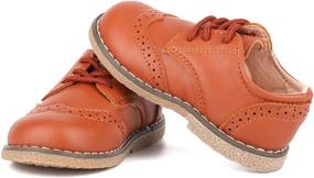img 1 attached to LONSOEN Toddler Classic Perforated Oxfords Boys' Shoes in Oxfords