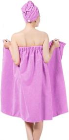 img 2 attached to Women's Bath Wrap Towel: Fast Drying Body Shower Apron Skirt, Perfect for Sauna, Beach, Pool, Gym, and Travel – Soft & Stylish Bathing Tube Dress with Hat – Ideal for Home, Hotel, and Spa Use