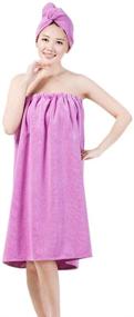 img 4 attached to Women's Bath Wrap Towel: Fast Drying Body Shower Apron Skirt, Perfect for Sauna, Beach, Pool, Gym, and Travel – Soft & Stylish Bathing Tube Dress with Hat – Ideal for Home, Hotel, and Spa Use