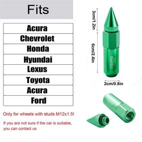 img 3 attached to 🔧 Brand New 20PCS M12X1.5 Racing Wheel Lug Nuts with Socket Key for Honda Green - OSIAS