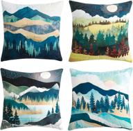 🌳 heyhousenny woodland boho mountains watercolour throw pillow covers tree bright cushion covers - set of 4, square outdoor pillowcase for sofa logo