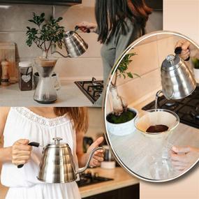 img 3 attached to Stricoza Stainless Steel Pour Over Coffee Kettle with Thermometer - Gooseneck Drip Kettle for Brewing Perfect Coffee and Tea + Bonus eBook