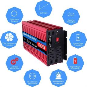 img 2 attached to ETREPOW 2000 Watt/4000 Watt Pure Sine Wave Power Inverter - 12V DC to 110V AC Converter with Wireless Remote Control, Ideal for Car Use - 4 AC Sockets and 2.1A USB Port Included