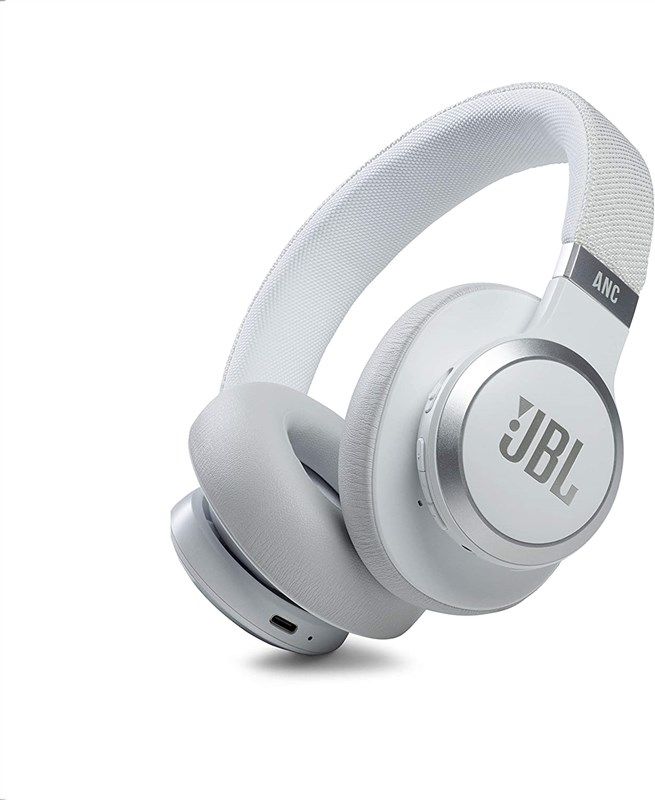 JBL Live 660NC - Wireless Over-Ear Noise Cancelling Headphones With Long Lasting Battery And Voice Assistant - White logo