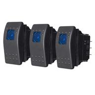 mgi speedware led marine rocker switches 12v 20a, 3 pack - blue, spst latching on-off switches logo