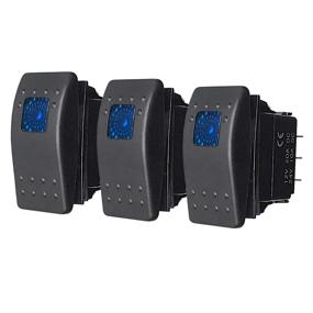 img 4 attached to MGI SpeedWare LED Marine Rocker Switches 12V 20A, 3 Pack - Blue, SPST Latching On-Off Switches