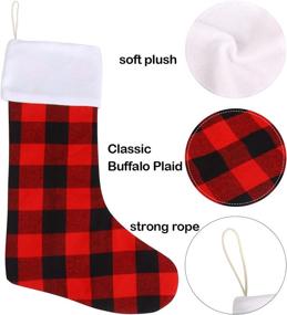 img 2 attached to 🎅 DIYASY Christmas Red Black Buffalo Plaid Stockings - 6 Pack 18 Inches Large Plaid Stockings with Plush Cuff - Classic Christmas Stockings Decorations for Fireplace Hanging and Holiday Décor