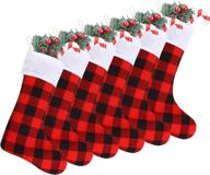 🎅 diyasy christmas red black buffalo plaid stockings - 6 pack 18 inches large plaid stockings with plush cuff - classic christmas stockings decorations for fireplace hanging and holiday décor логотип