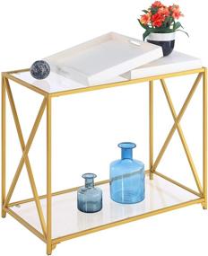 img 2 attached to Stylish Convenience: White / Gold St. Andrews Console Table by Convenience Concepts