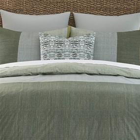 img 1 attached to 🛏️ Izi Chambray Color Block Print Comforter Set in King Size - Stylish Green Design with Ultimate Comfort