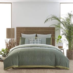 img 3 attached to 🛏️ Izi Chambray Color Block Print Comforter Set in King Size - Stylish Green Design with Ultimate Comfort