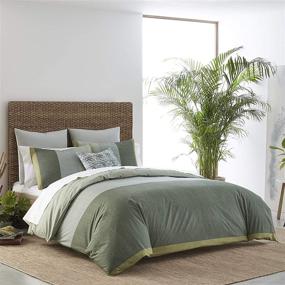 img 4 attached to 🛏️ Izi Chambray Color Block Print Comforter Set in King Size - Stylish Green Design with Ultimate Comfort