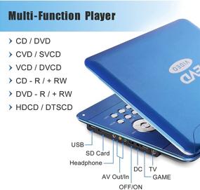 img 1 attached to Portable DVD Player - 16.9&#34; Screen, 5 Hrs Battery, Car Charger - Ideal for Kids, Sync TV, USB & SD Card Support (Blue)