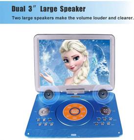 img 2 attached to Portable DVD Player - 16.9&#34; Screen, 5 Hrs Battery, Car Charger - Ideal for Kids, Sync TV, USB & SD Card Support (Blue)
