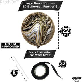 img 1 attached to Pack of 6 Jumbo Black Marble Balloons - Large 22 Inch 4D Foil Sphere Balloons, Metallic Agate Black and Gold Marble Balloons for Birthday, Bachelorette, Baby Shower Decorations