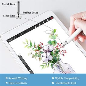 img 2 attached to 🖊️ Mixoo Retractable Stylus for Touch Screens - Universal High Sensitivity Touch Screen Pen with 3 Replaceable Disc Tips for iPad, iPhone, and All Capacitive Tablets & Cell Phones (White)