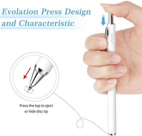 img 3 attached to 🖊️ Mixoo Retractable Stylus for Touch Screens - Universal High Sensitivity Touch Screen Pen with 3 Replaceable Disc Tips for iPad, iPhone, and All Capacitive Tablets & Cell Phones (White)
