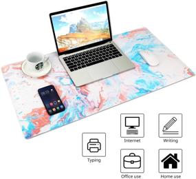 img 3 attached to 🖊️ Large PU Leather Desk Pad with Non-Slip Design – Waterproof Office Mouse Pad and Writing Mat for Laptop Desktop – Desk Mat Protector for Office/Home Use (31.4" X 15.7") – Pink and Blue Options Available