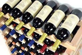 img 1 attached to 🍷 sfDisplay.com,LLC. Newest Improved Modular Wine Rack Beechwood - Holds 32 Bottles Across 4 Rows - High Capacity Storage Solution!